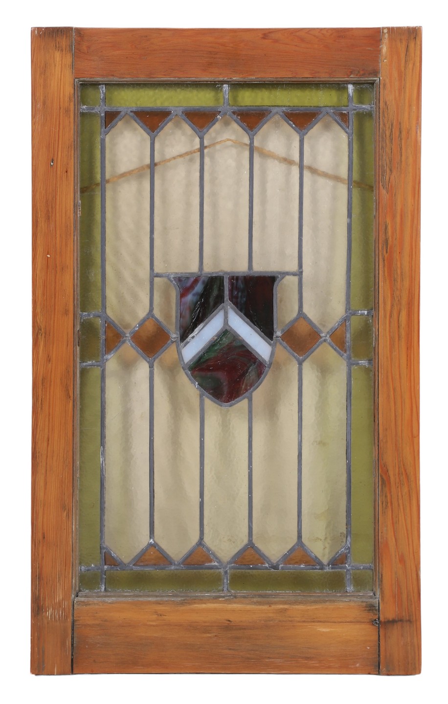 Stained glass window, wood frame,