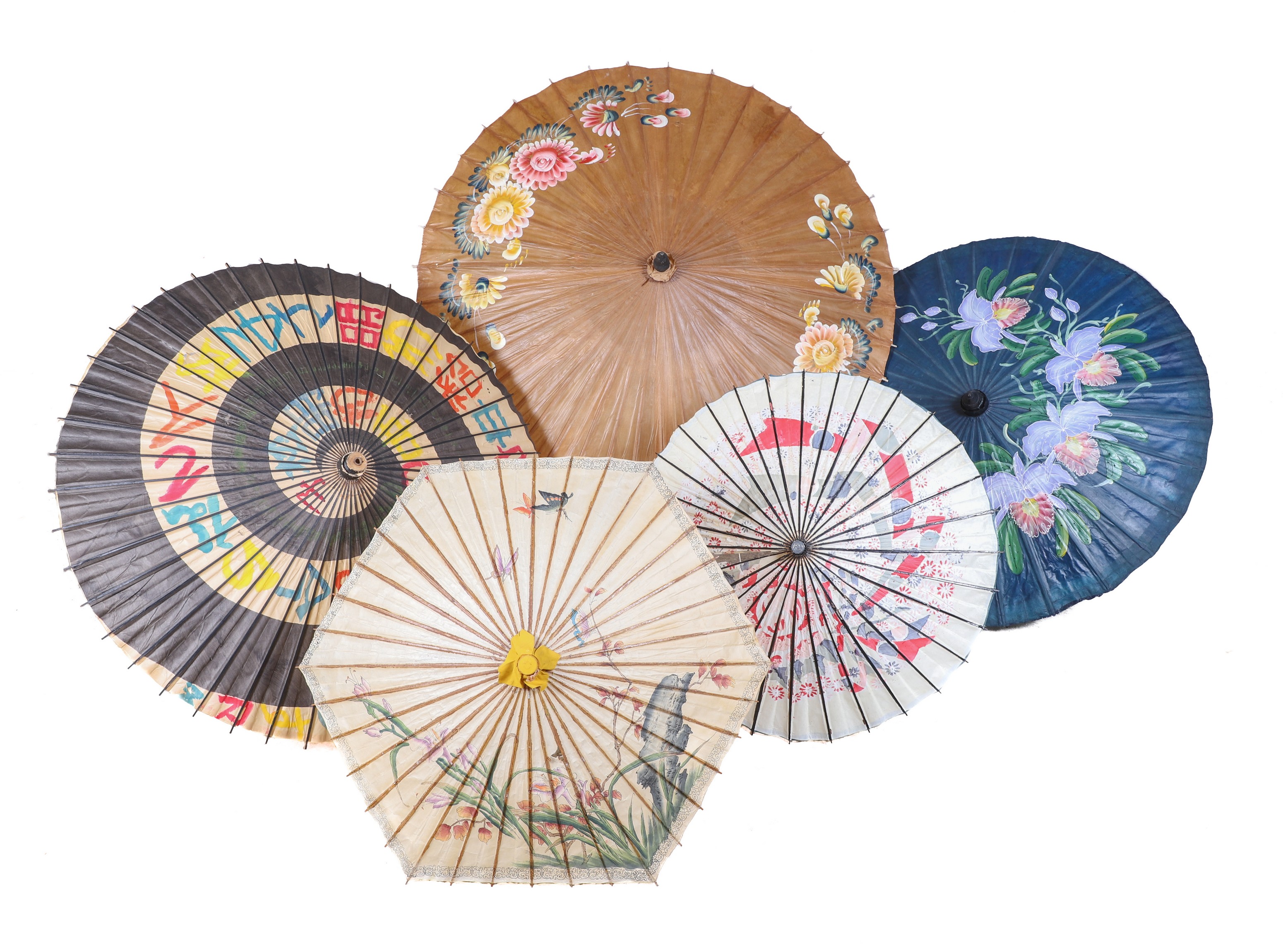  5 Asian painted parasols 27a68a