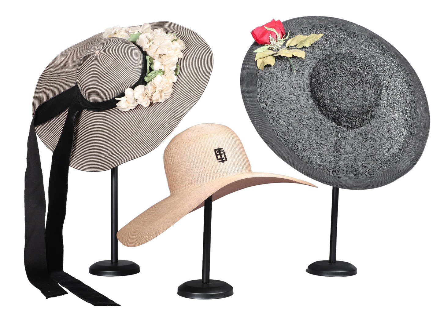 (3) Designer vintage ladies sun hats