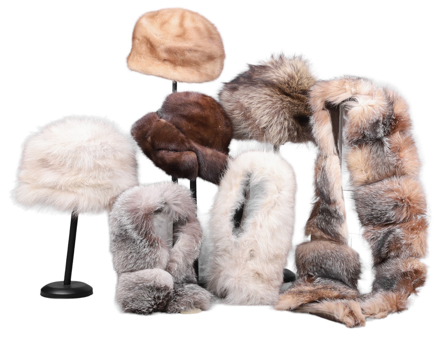 (7) Vintage fur hats and collars