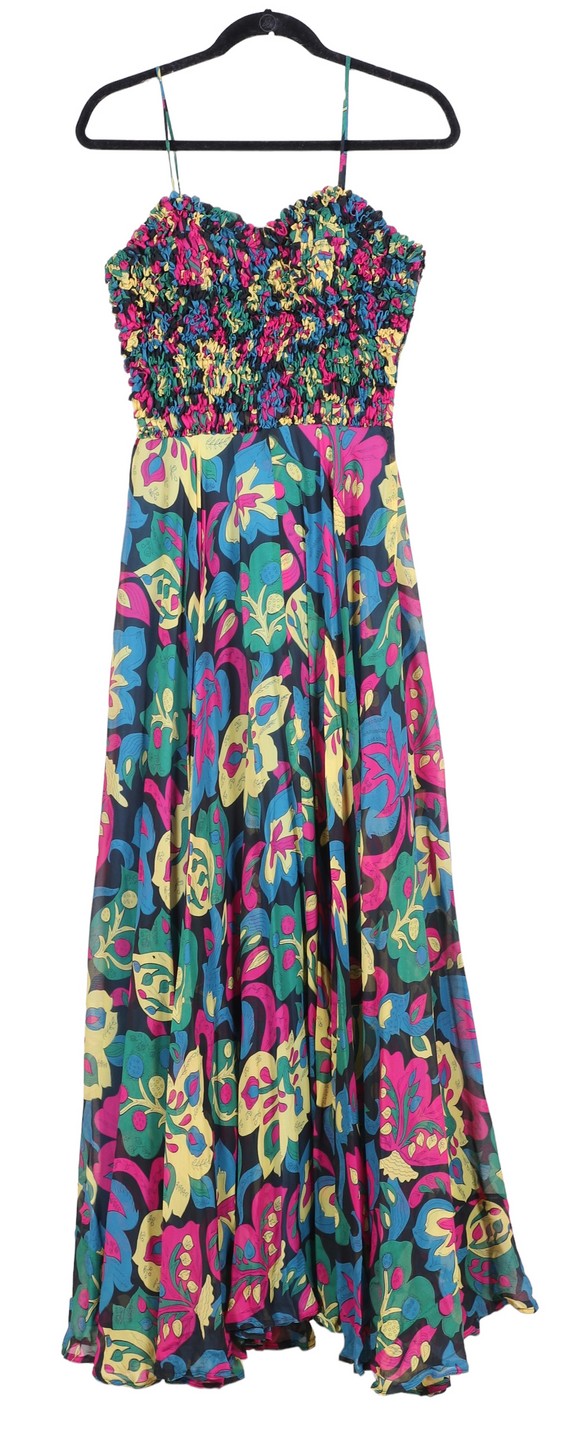 1940s patterned maxi dress, vibrant