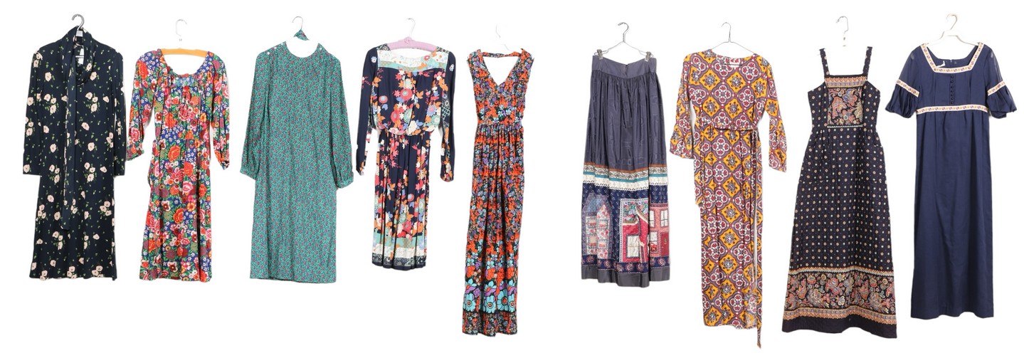 (9) Vintage dress grouping to include