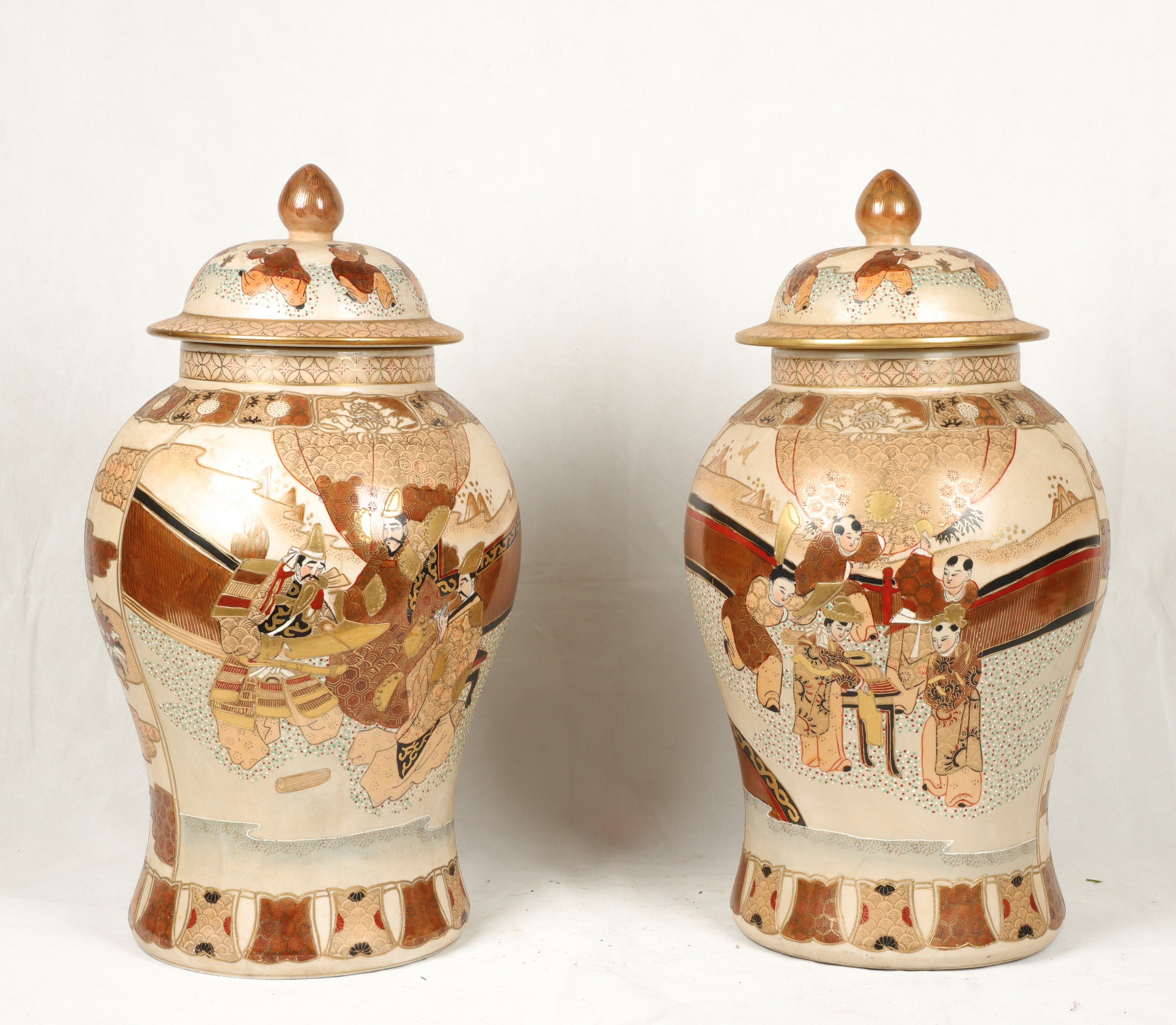 Pair of large Chinese covered jars,