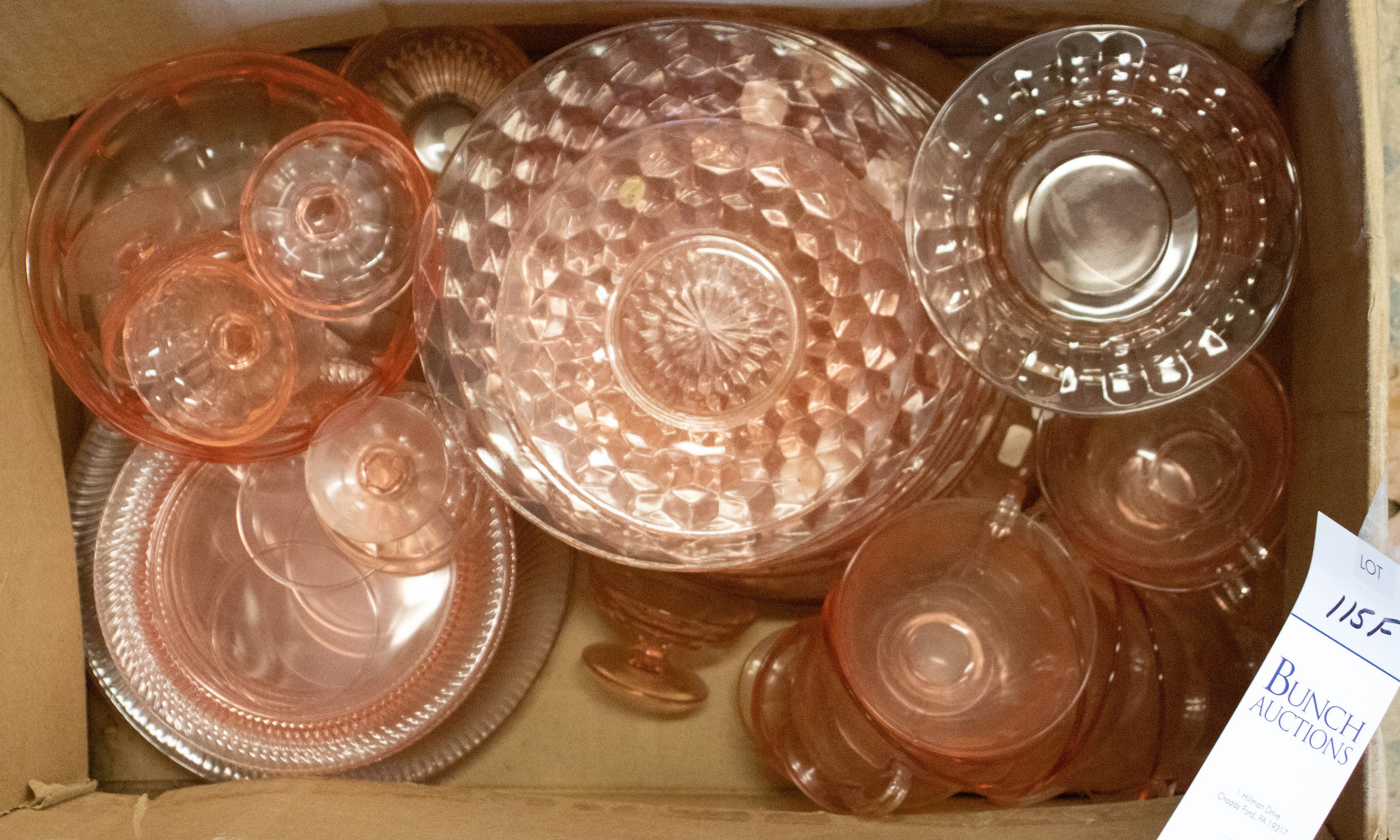 (40+) Pcs pink glass dinnerware,