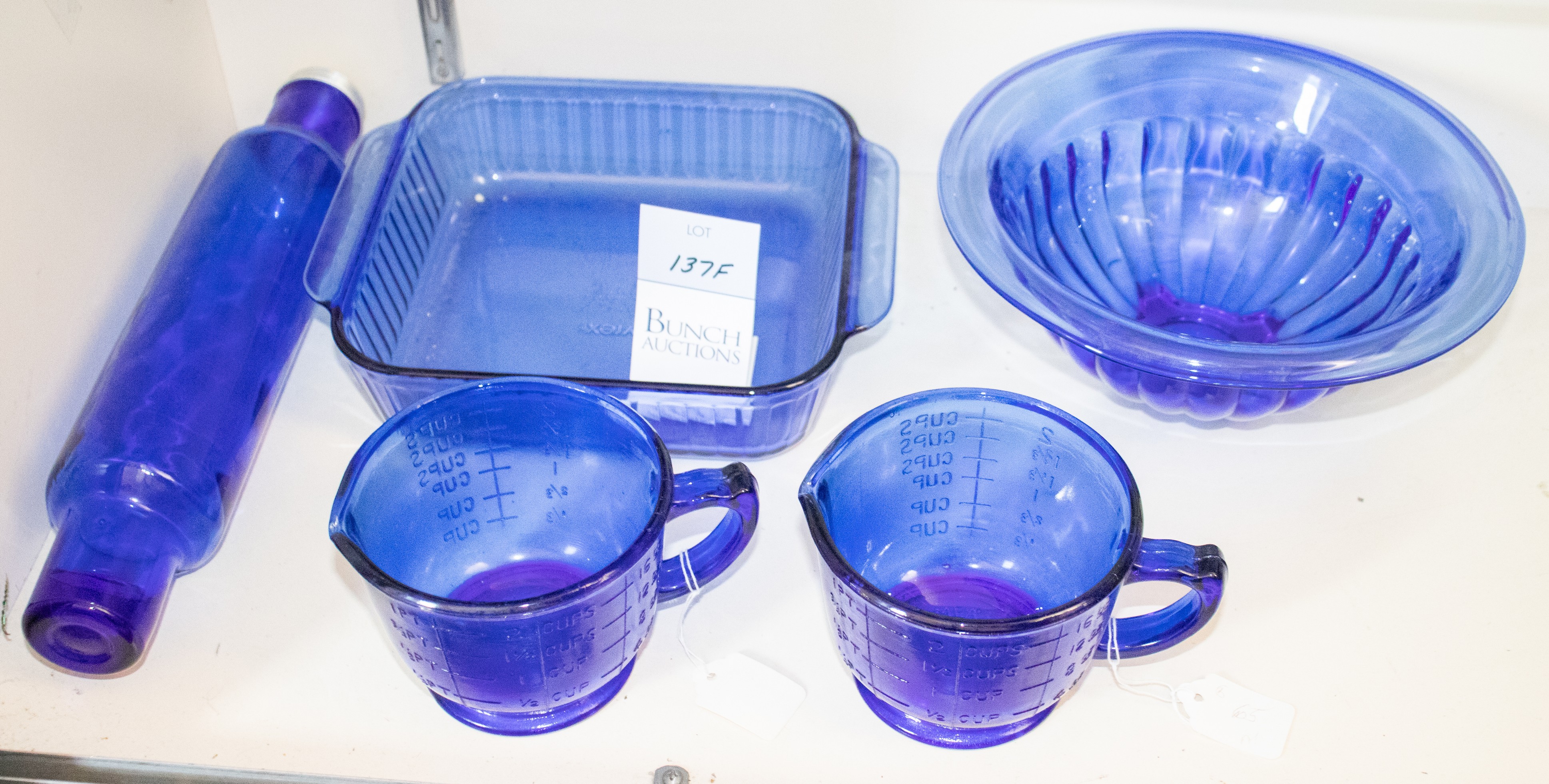  5 Cobalt blue glass kitchen items  27a7c3