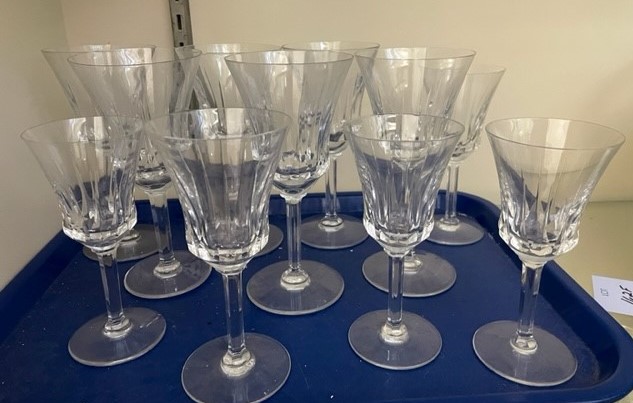 (11) Val St Lambert Poitier wine glasses,