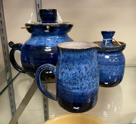 Art pottery tea set, signed Sherman,
