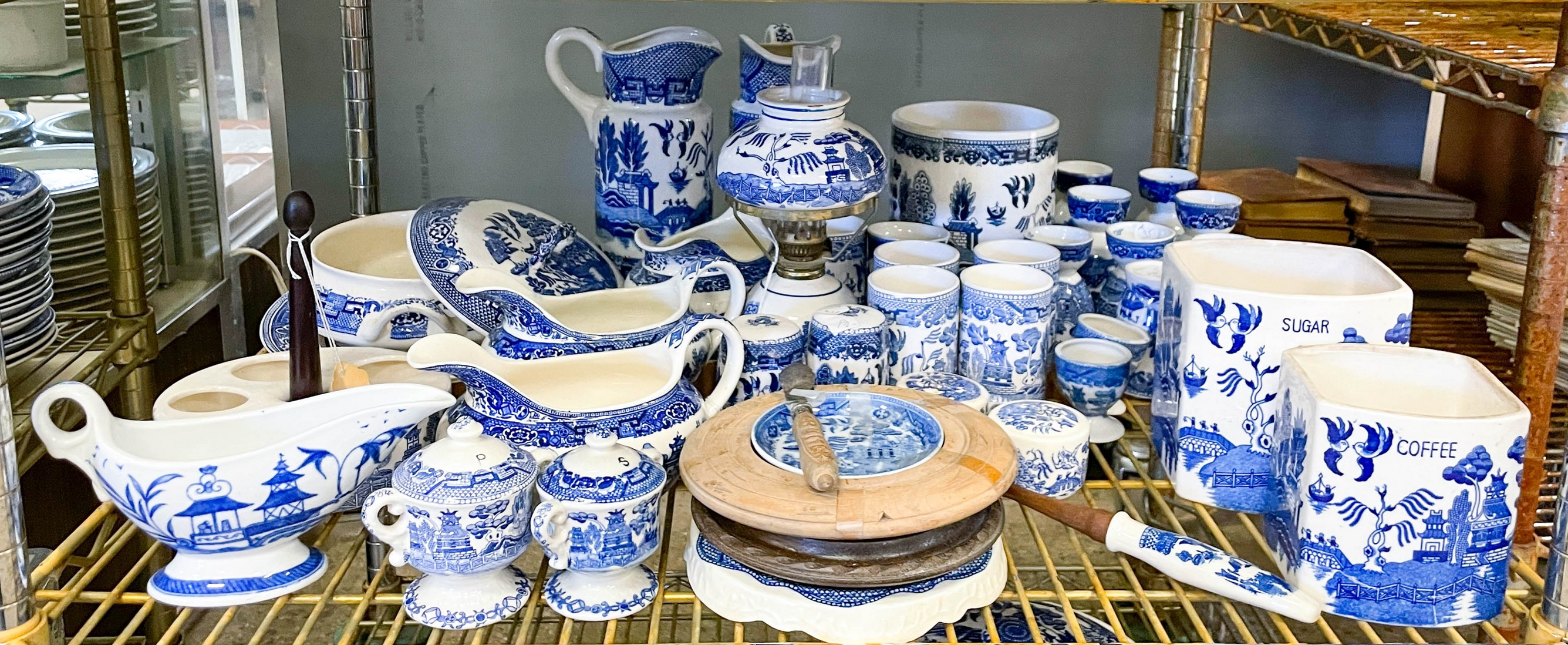 (40) Pcs Blue WIllow porcelain, including