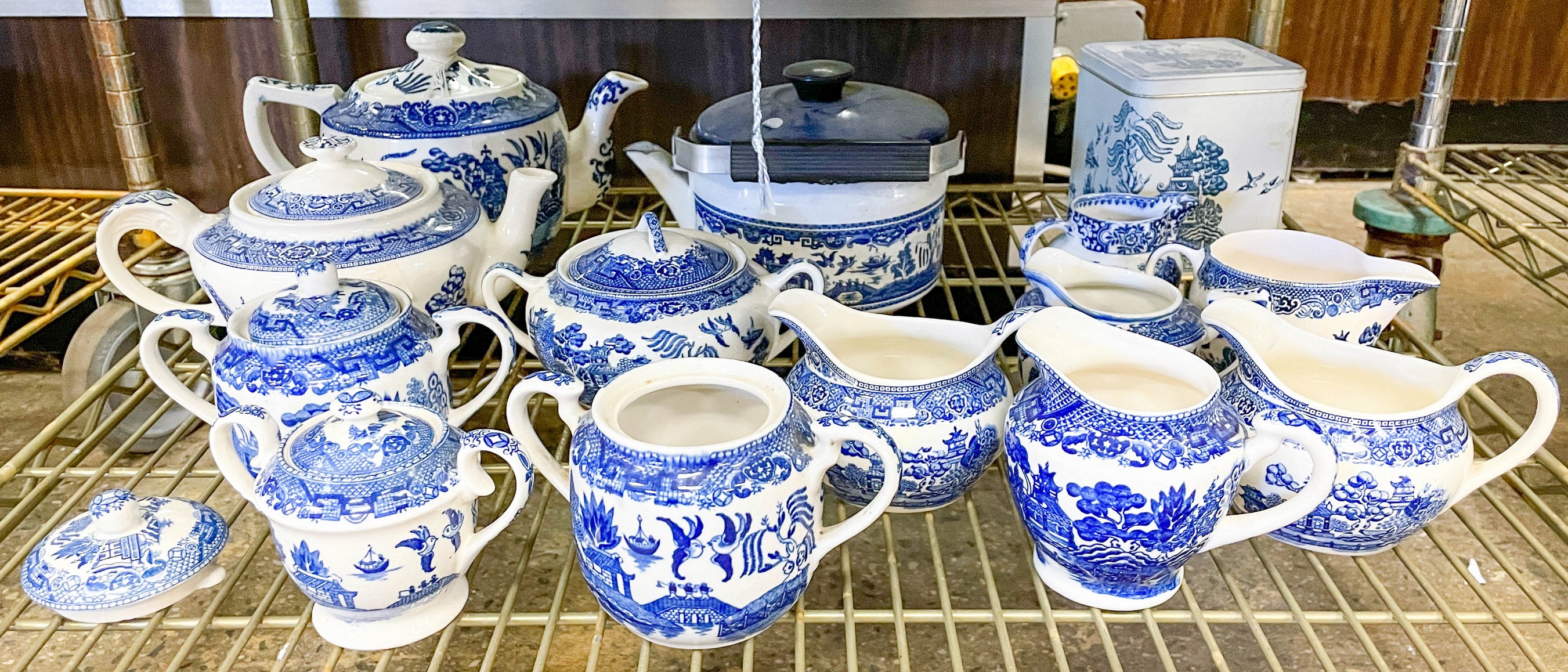 (14) Pcs Blue Willow porcelain partial