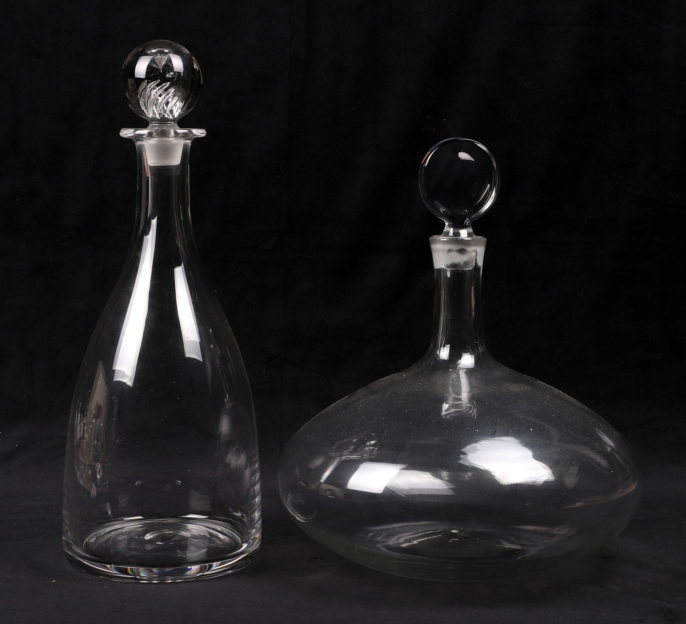  2 Oversized blown glass decanters  27a863