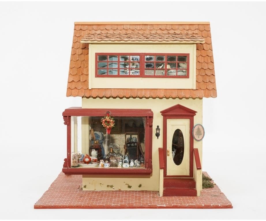 Small electrified two room dollhouse,