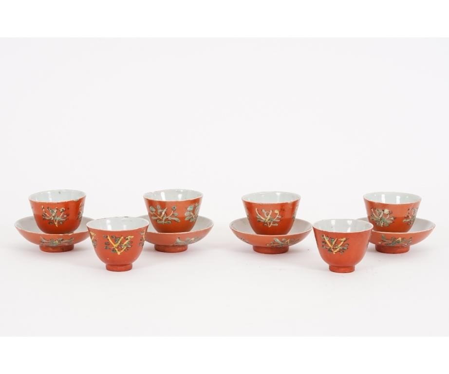 Six Chinese porcelain handled cups