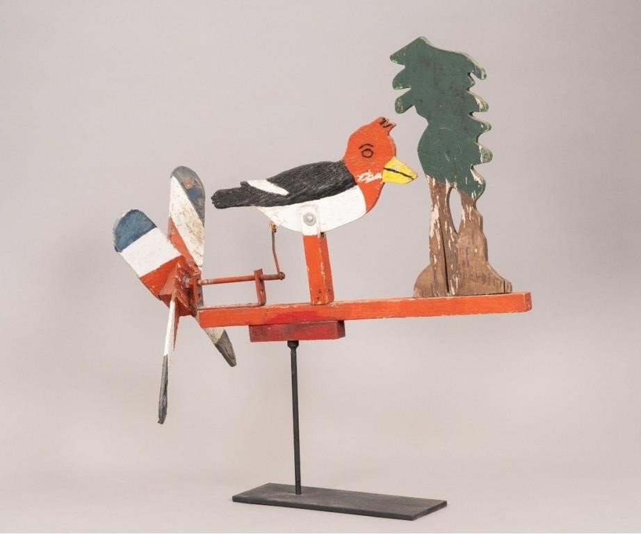Painted plywood whirligig of a