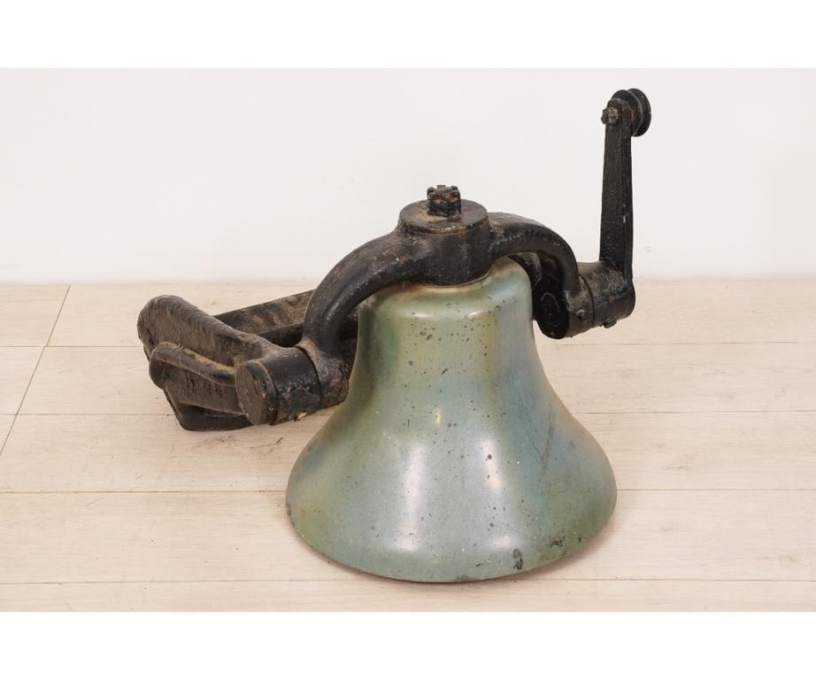 A steam locomotive bell and yoke, 19th