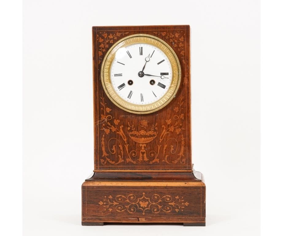 French Marquetry inlaid table clock