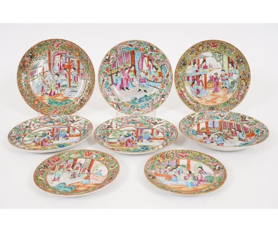 Rose Mandarin plates, eight pieces,