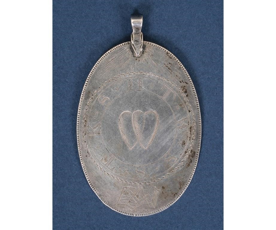 Early silver medallion of a Free Mason