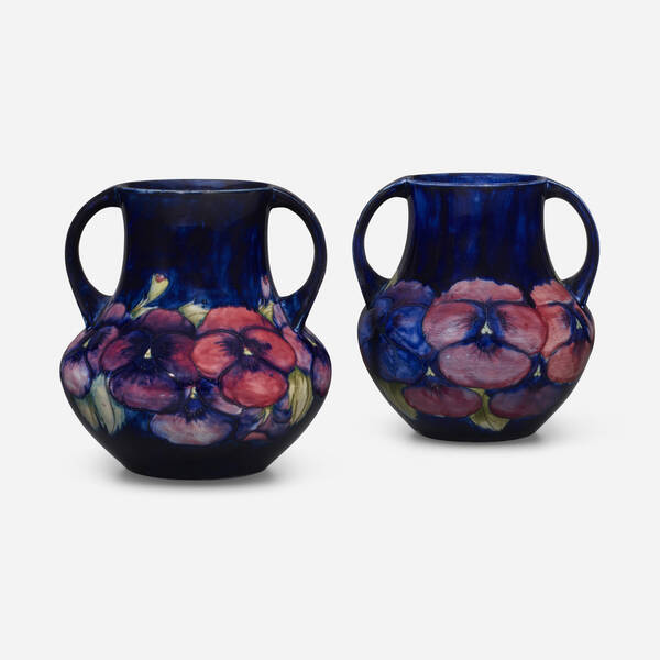 Moorcroft Pottery Pansy vases  27907a