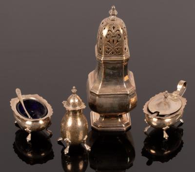 A silver sugar caster, Adie Brothers