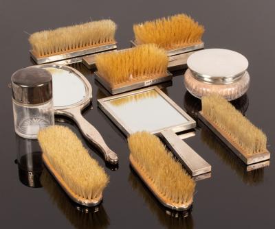 An Art Deco silver dressing table set,