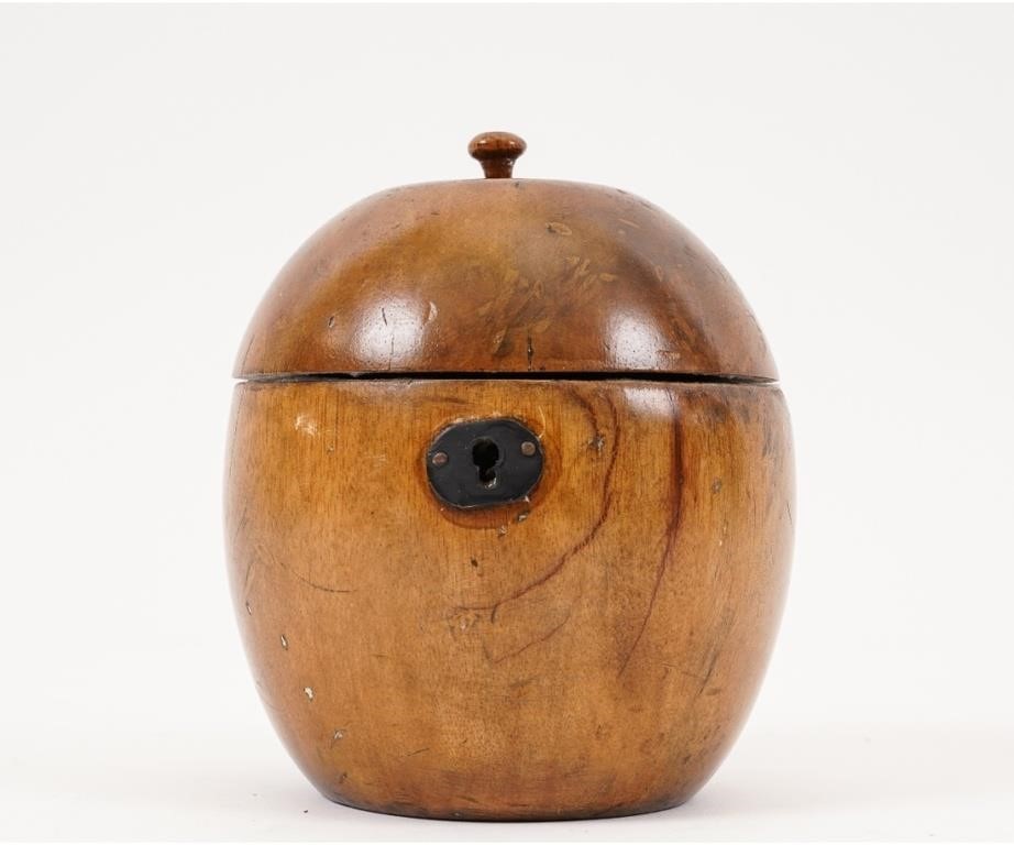 Maple wood apple form tea caddy,