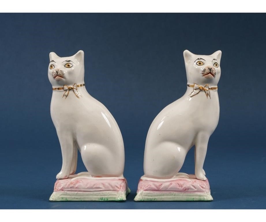 Pair of Staffordshire seated cats