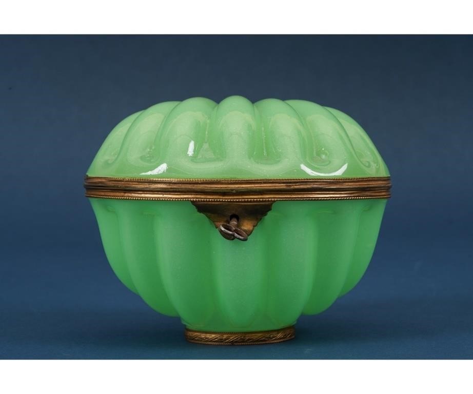 French green opaline glass shell