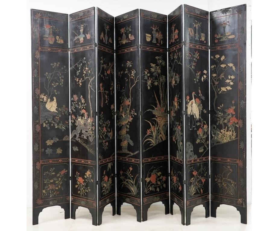 Monumental Chinese 8-panel lacquered