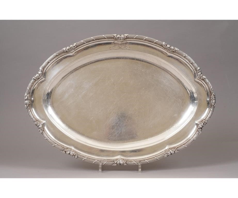 Large English silver platter by