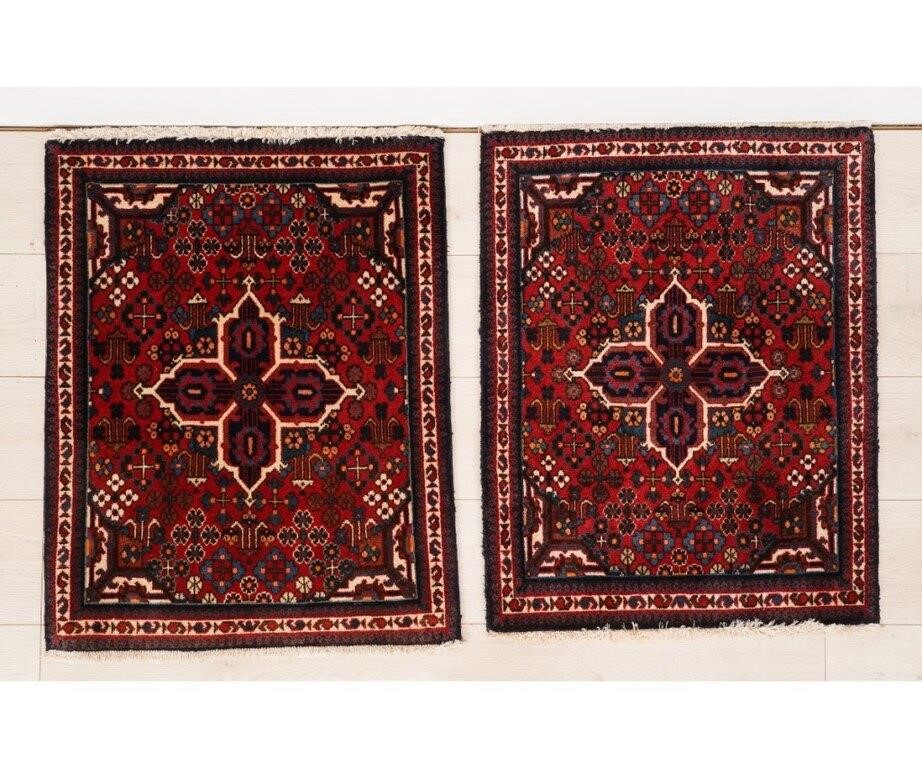 Two similar Sarouk mats each with 28278b
