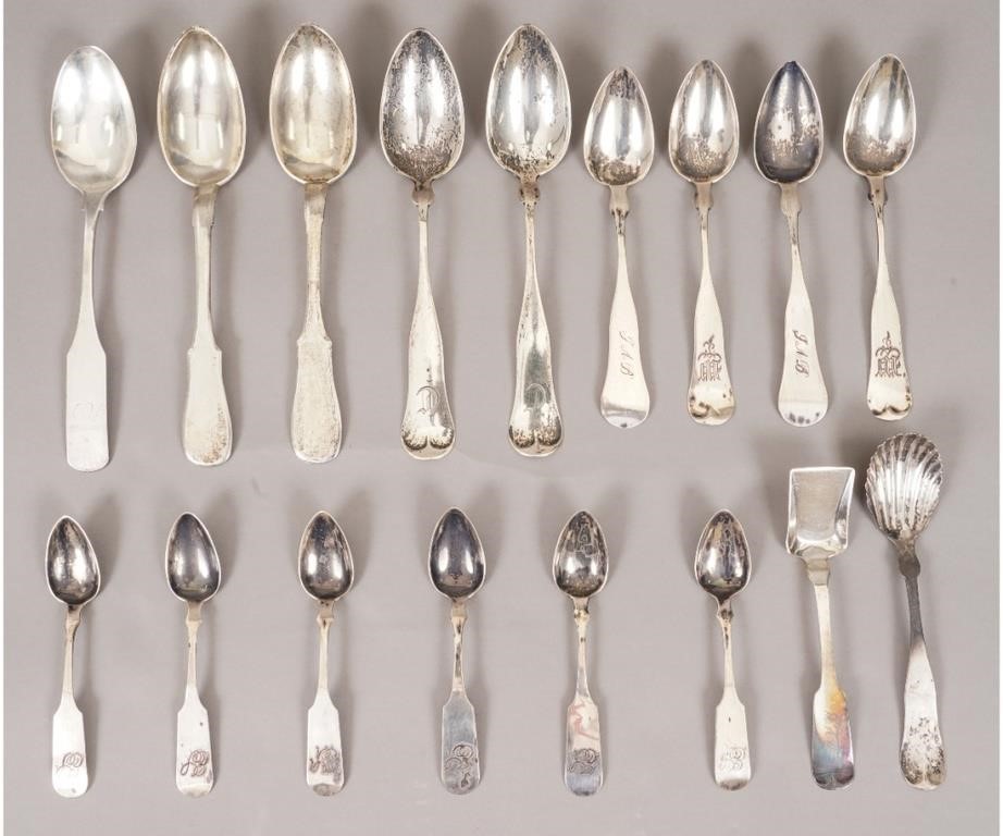 Coin silver spoons  of various