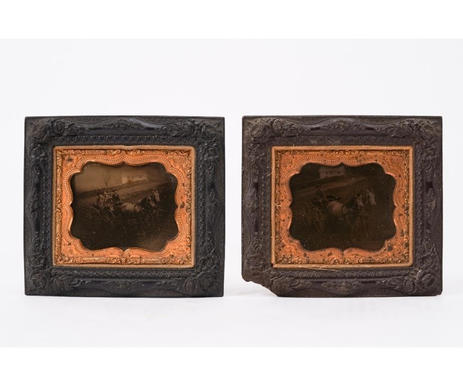 Pair of ambrotypes both of horses 2827d1