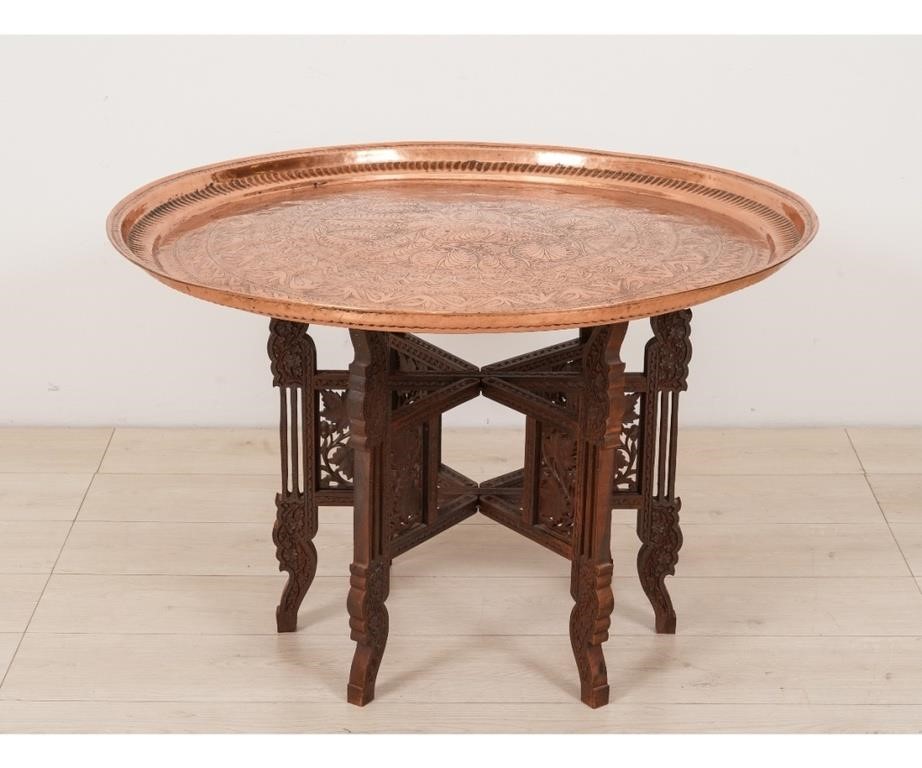 Indian copper round tray table 282842