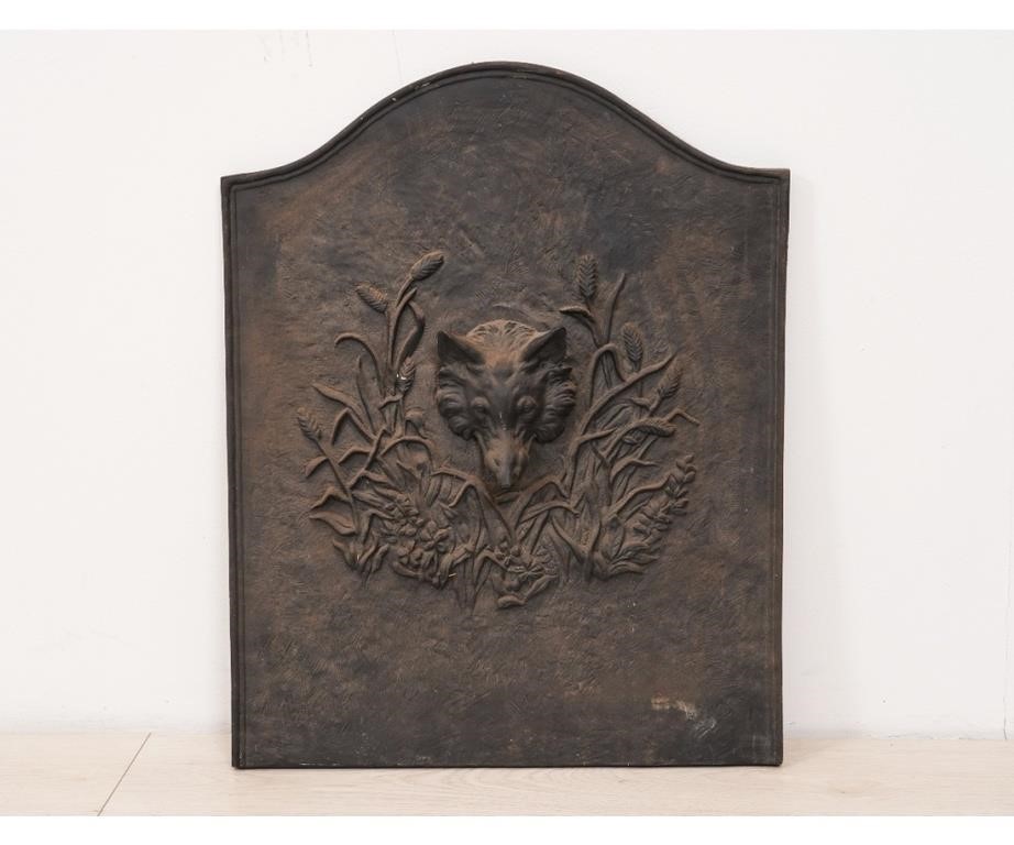 Cast iron fox head fireback, 20th