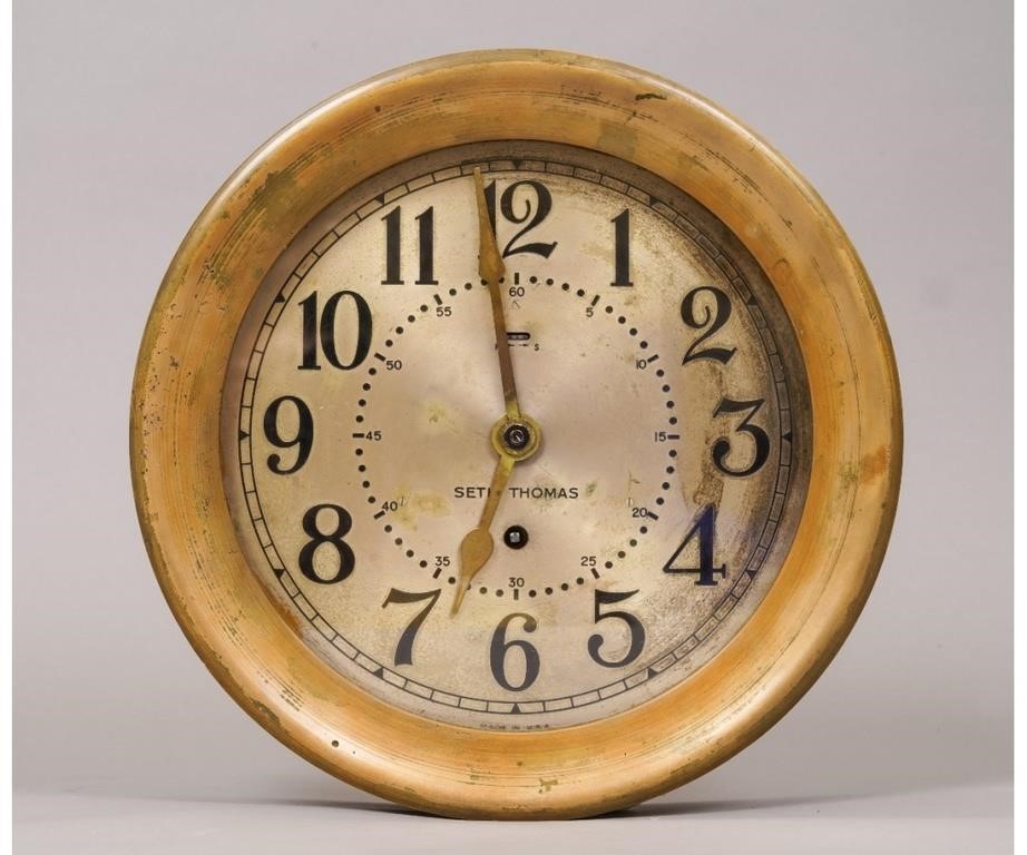 Large Seth Thomas brass ships clock.
10.25"dia
Condition: