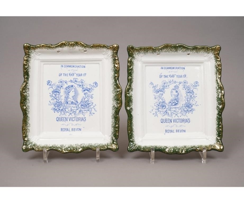 Pair of Staffordshire plaques commemorating