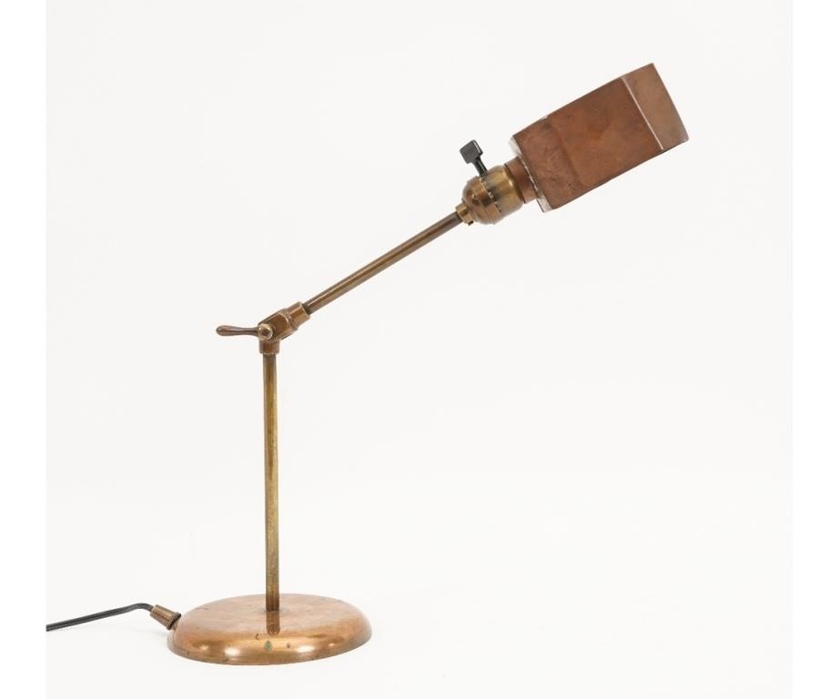 Early bronze table lamp with lead