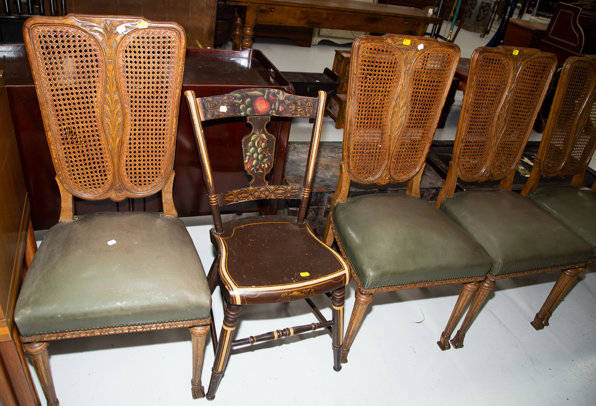 SET OF SIX CANE BACK SIDE CHAIRS