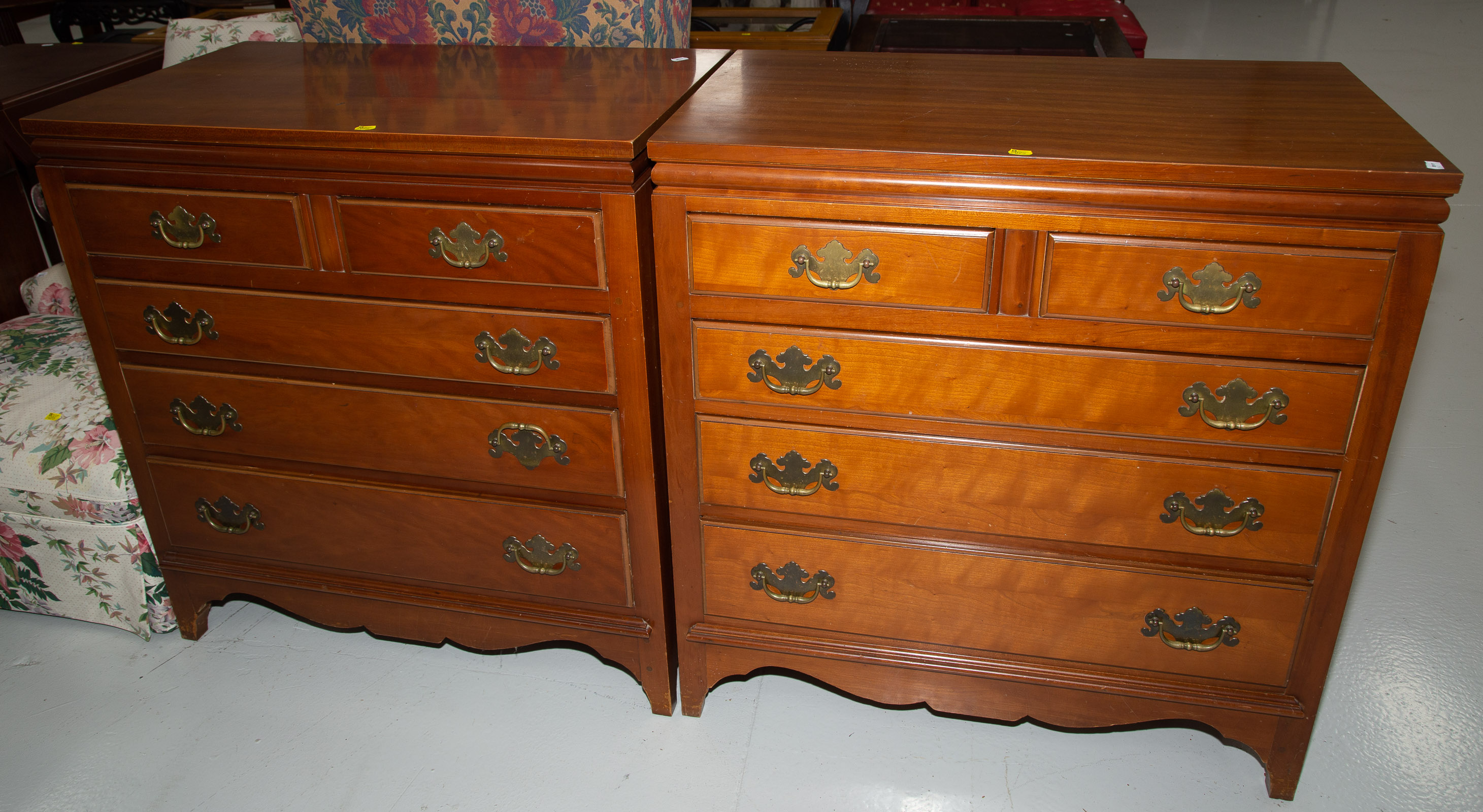 A PAIR OF COLONIAL STYLE CHERRY CHESTS