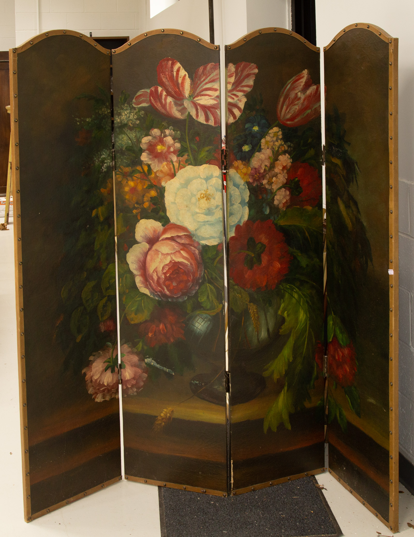 FLORAL PAINTED FOUR PANEL SCREEN 288095