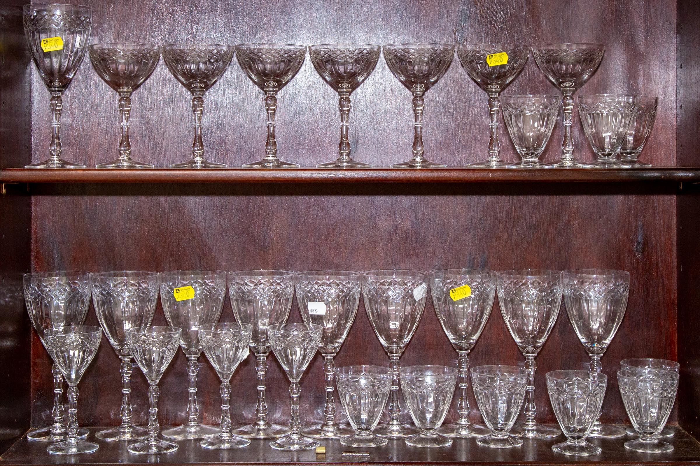 PARTIAL SET OF CUT GLASS STEMWARE