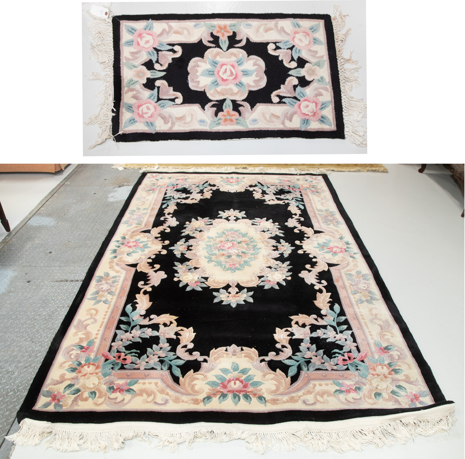 TWO CHINESE 90 LINE RUGS 1 9 X 2882b6