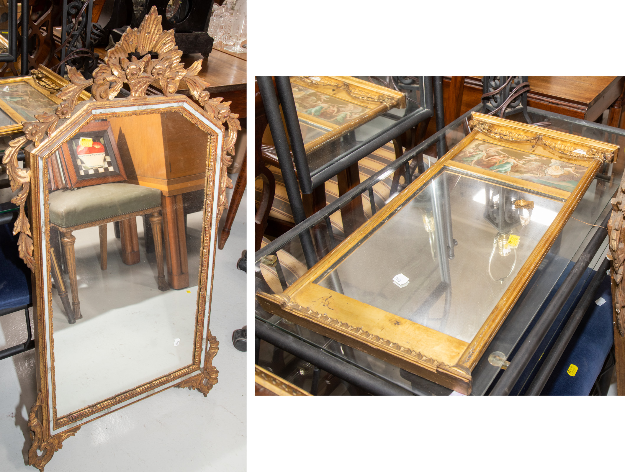 TWO WALL MIRRORS One modern gilt 2882c8