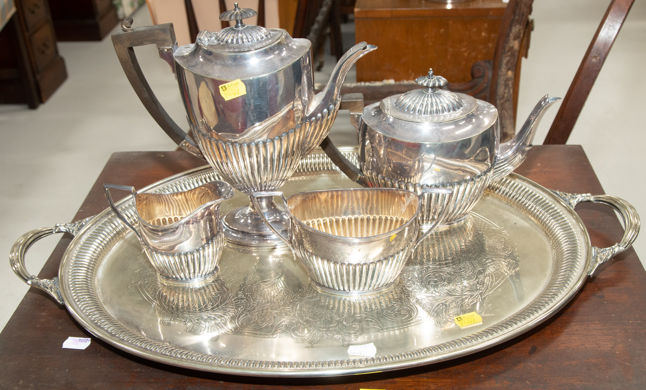 SILVER PLATED TEA SET Comprising five