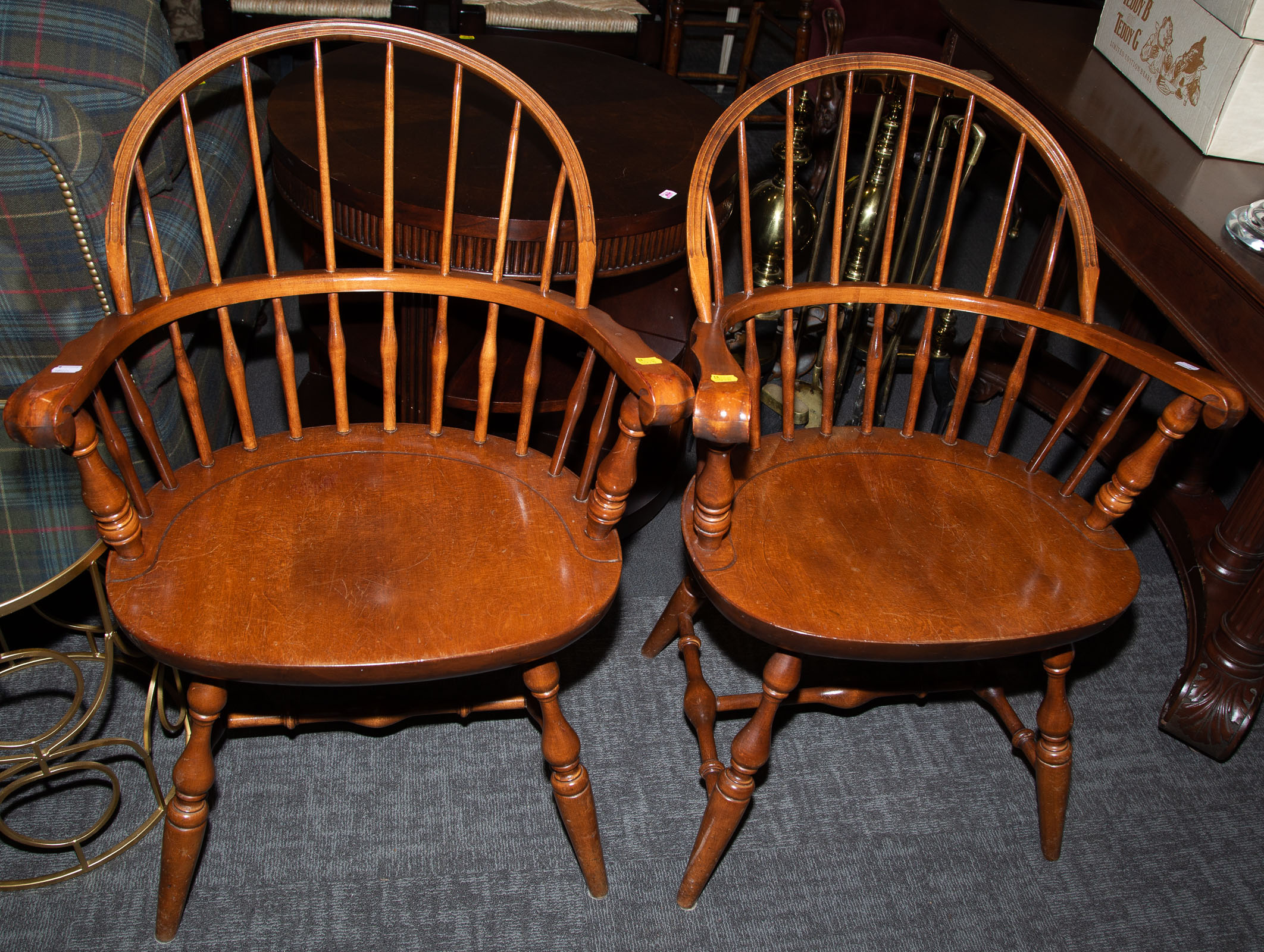 A PAIR OF WINDSOR COMB-BACK BIRCH