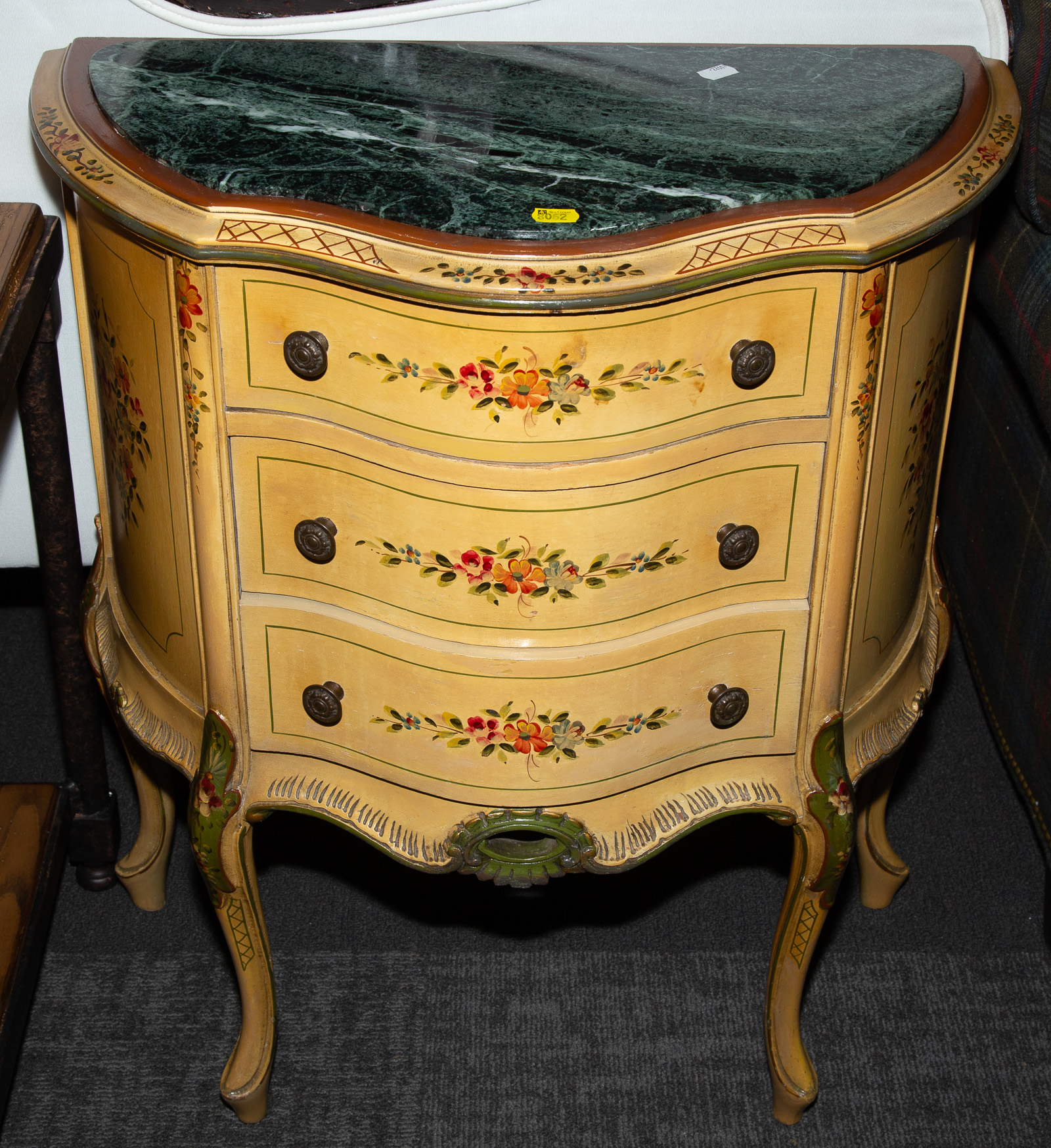 ROCOCO STYLE PAINT DECORATED THREE-DRAWER