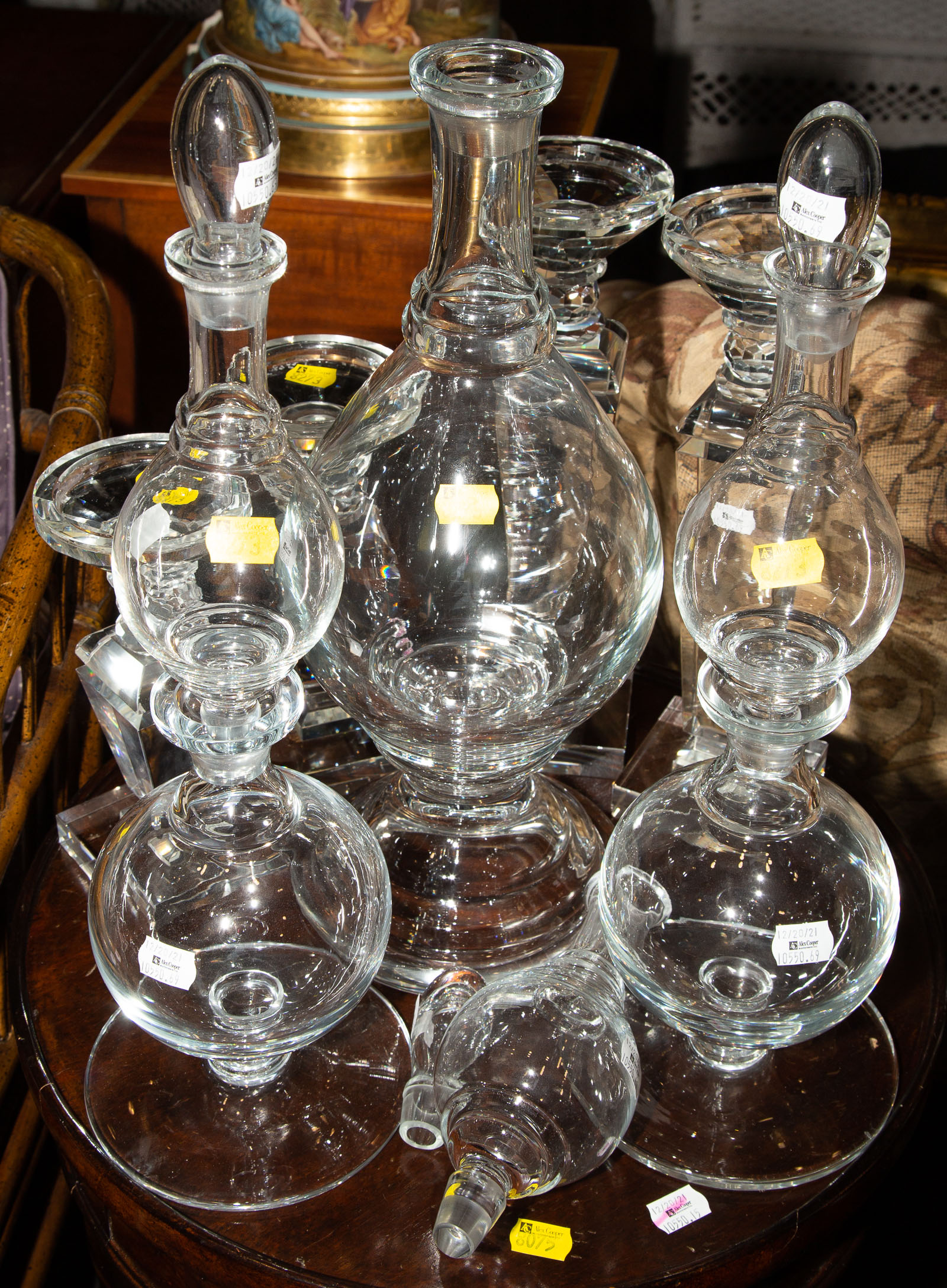 ASSORTED GLASSWARE Includes three tall