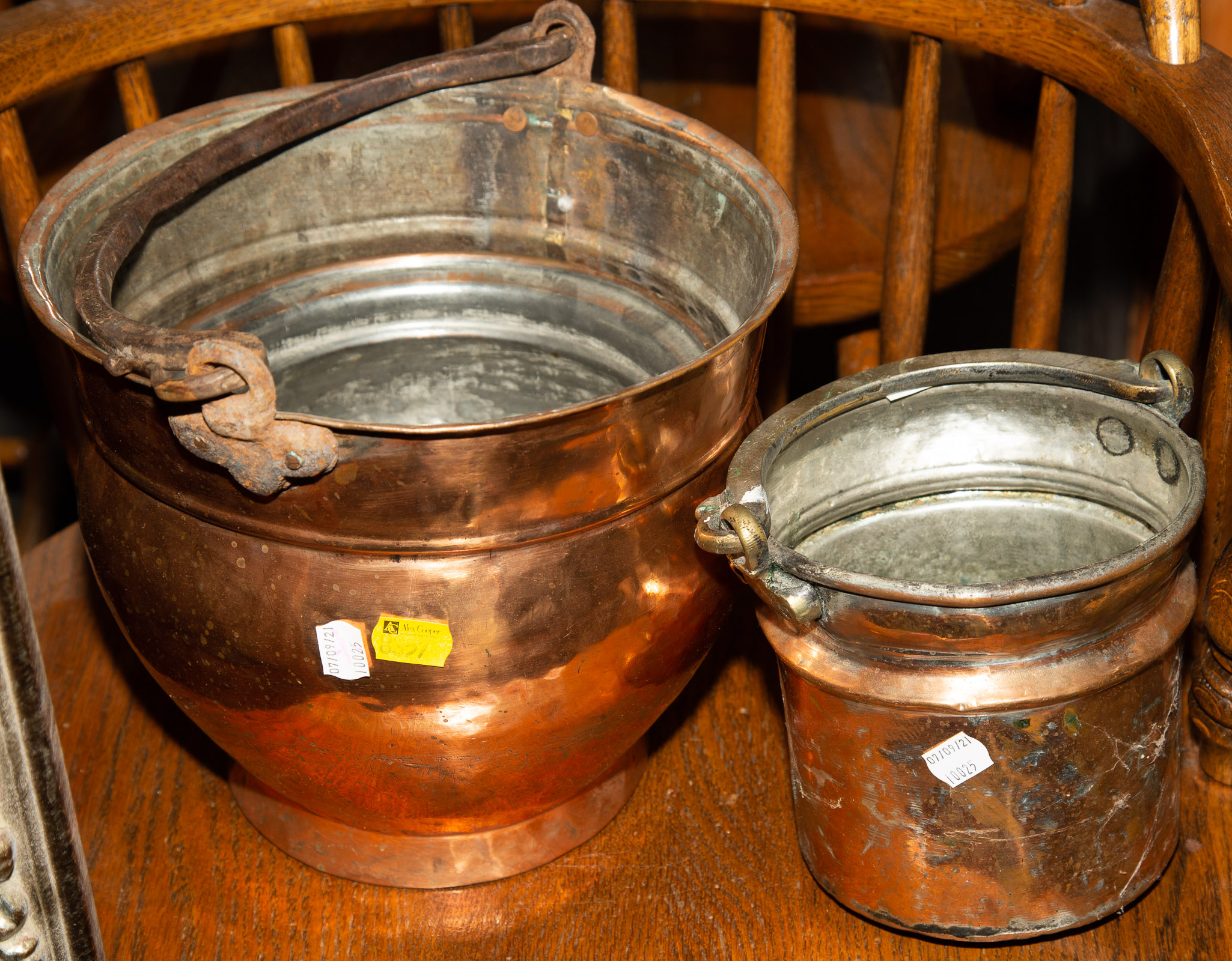 THREE TURKISH COPPER POTS Hand-wrought,