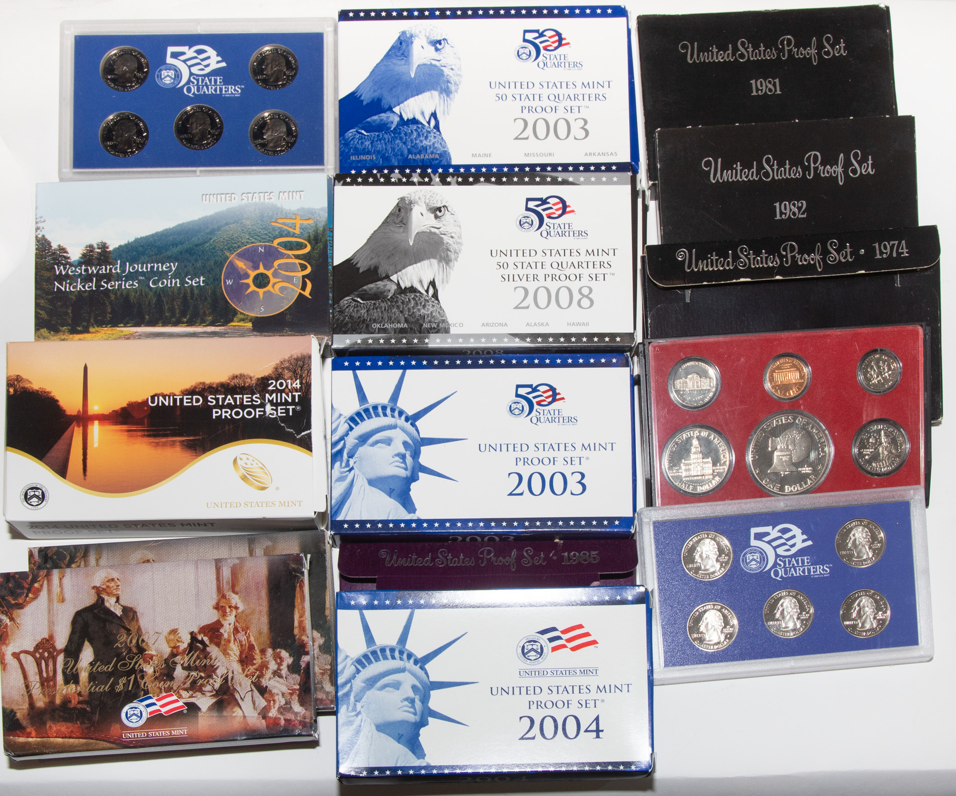 14 VARIOUS US PROOF SETS Three