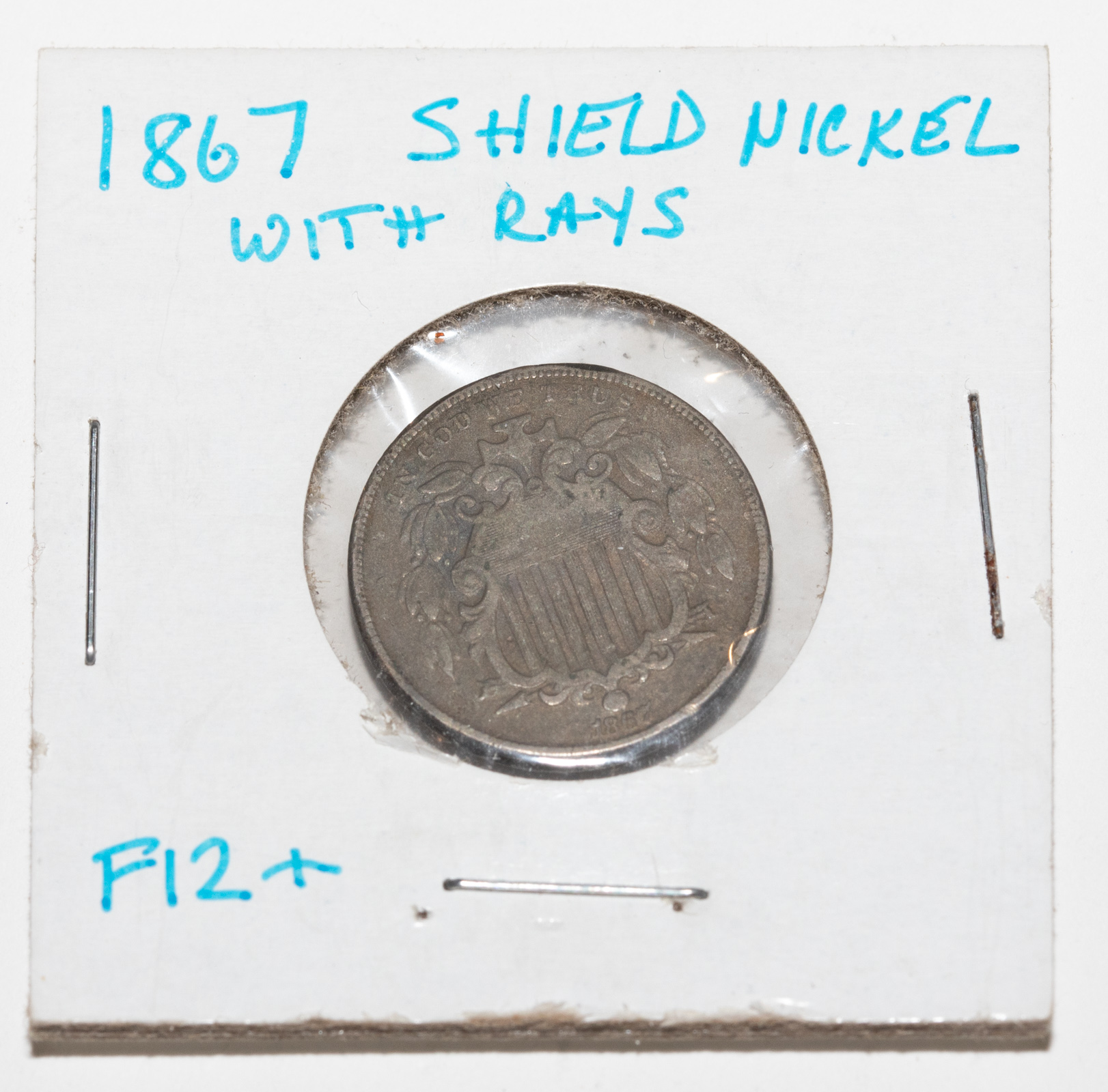 1867 WITH RAYS SHIELD NICKEL F 288613